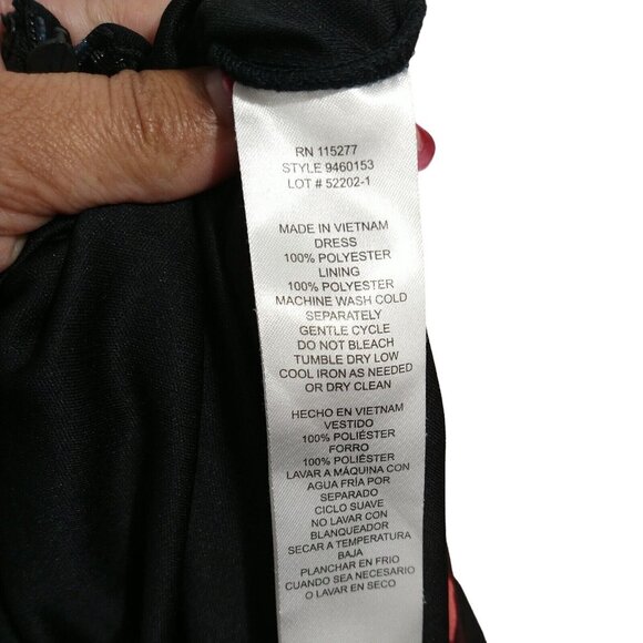 Ignite Evenings Cocktail Dress Boatneck Women Size 14W Black Red Floral FLAW - Picture 6 of 9